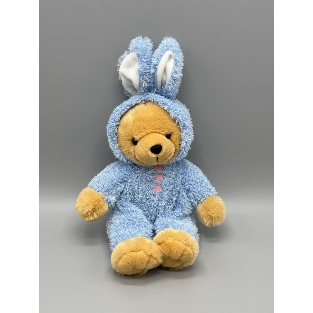 DAN DEE Teddy Bear In Blue Bunny Ears Costume Plush 14” Stuffed Animal